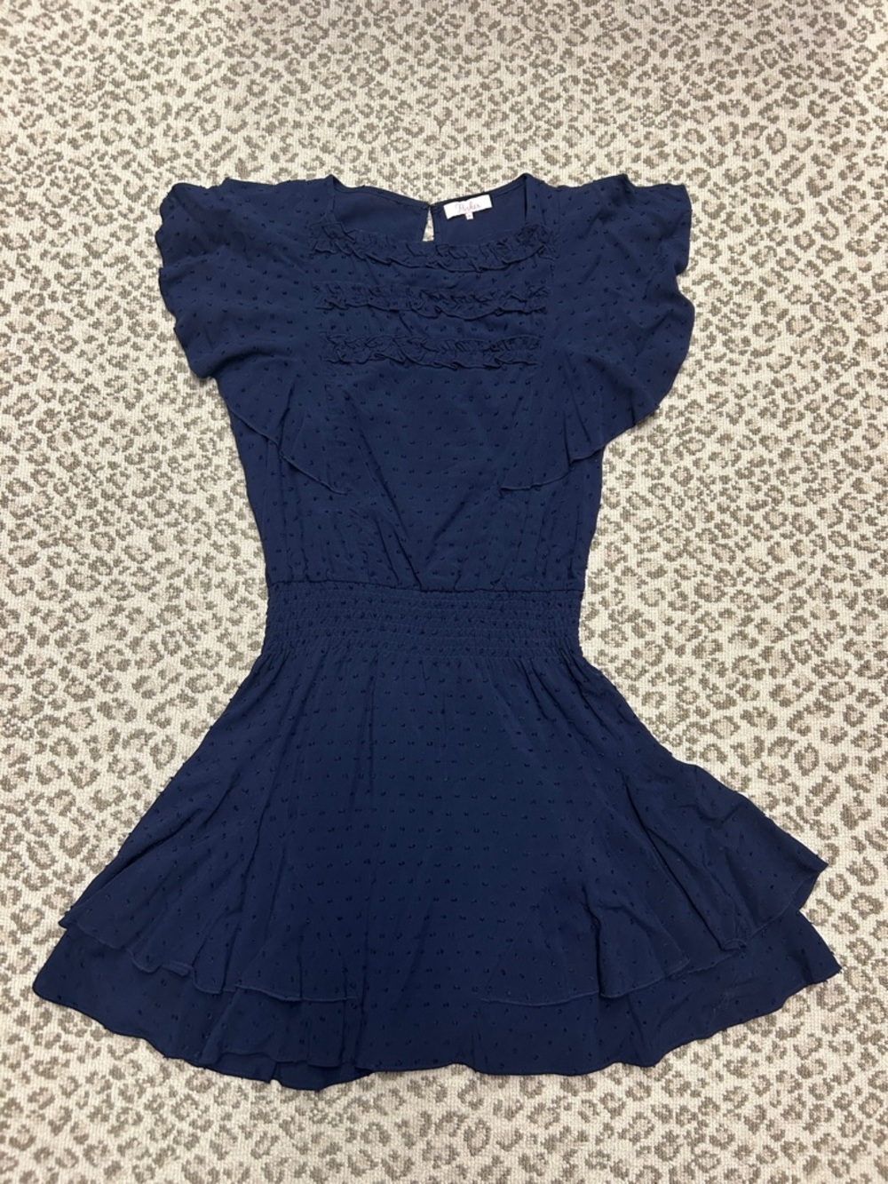 Parker Navy Ruffle Detail Dress sz XS